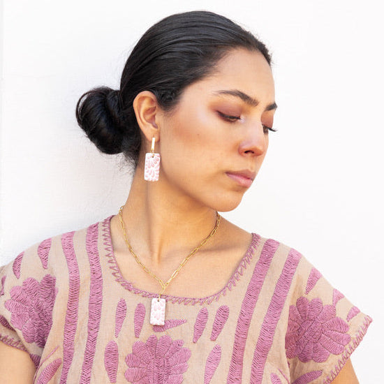 Beatriz Pink Talavera Necklace - 18K Gold Plated