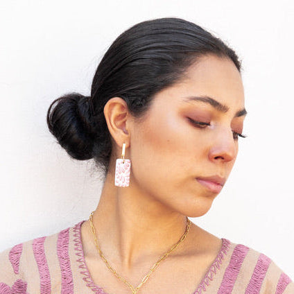 Beatriz Pink Talavera Earrings - 18K Gold Plated