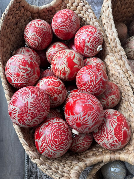 Hand Carved Christmas Ornament Set - Presale