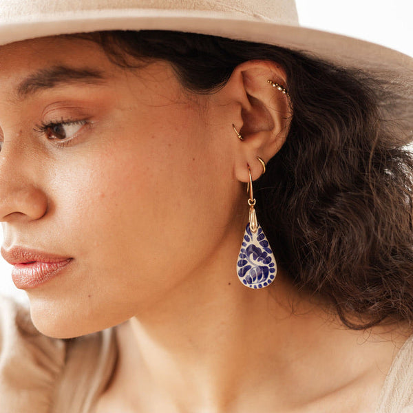 Paola Earrings - 18K Gold Plated Talavera