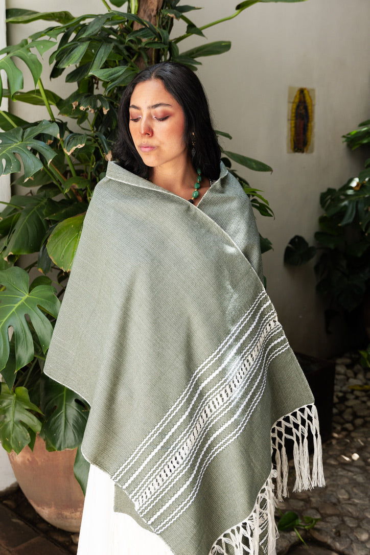 Salsation最新作サルセーション Shawl withOpening Handwoven Shawl - Olive – Origin Mexico
