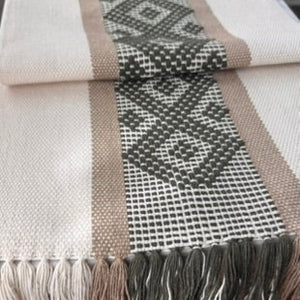 Handwoven Table Runner – Olive and Tan