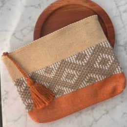 Handwoven Clutch Purse –Terracotta and Tan