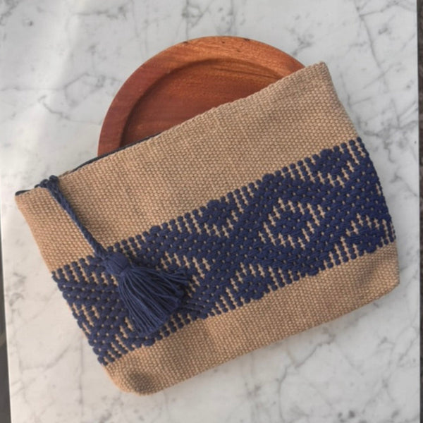 Handwoven Clutch Purse – Blue and Tan