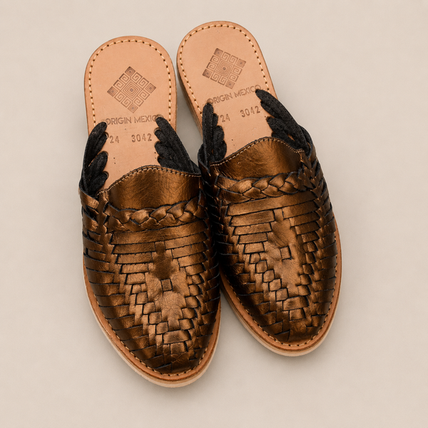 Handmade Mexican Huarache Slip On Sandals | Bronze | Pre Order