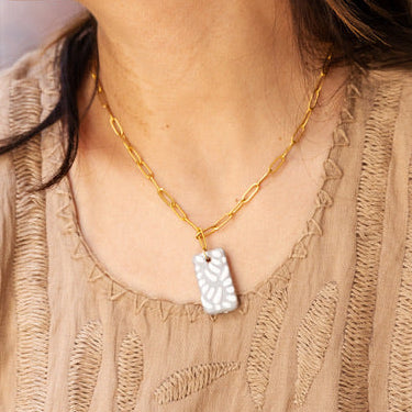 Beatriz Grey Talavera Necklace - 18K Gold Plated