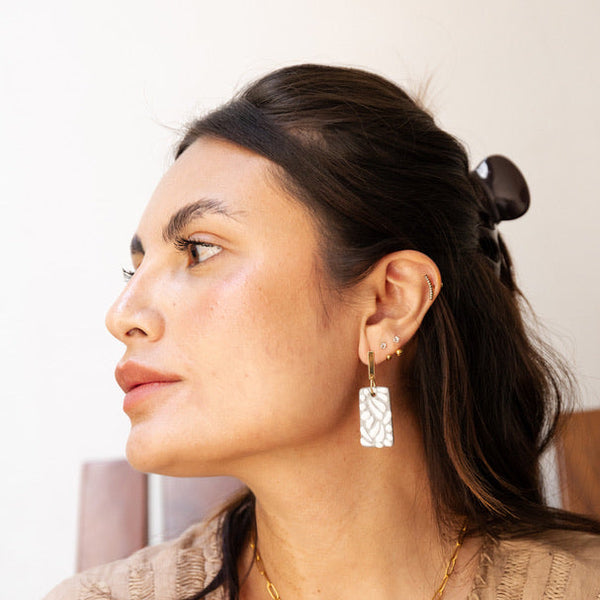 Beatriz Grey Talavera Earrings - 18K Gold Plated