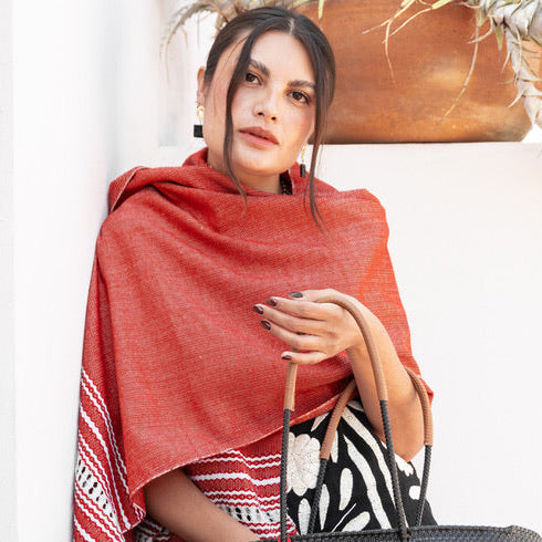Handwoven Shawl - Terracotta