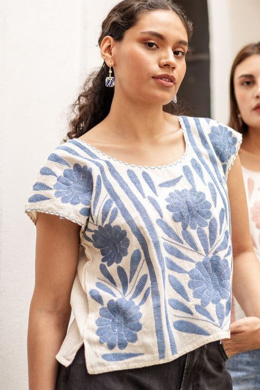 Palmita Blouse – Limited Edition: Dusty Rose & Blue