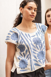 Palmita Blouse – Limited Edition: Dusty Rose & Blue