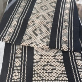 Handwoven Table Runner – Black and Sand