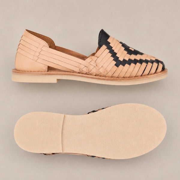 Handmade Mexican Huarache Sandals | Tan & Black | Pre Order