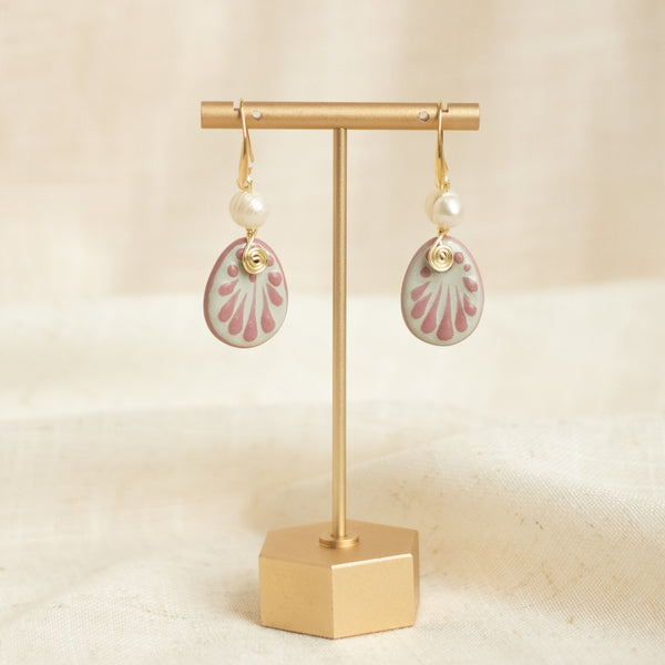 Sofia Earrings - 14K Gold Plated Pink Talavera