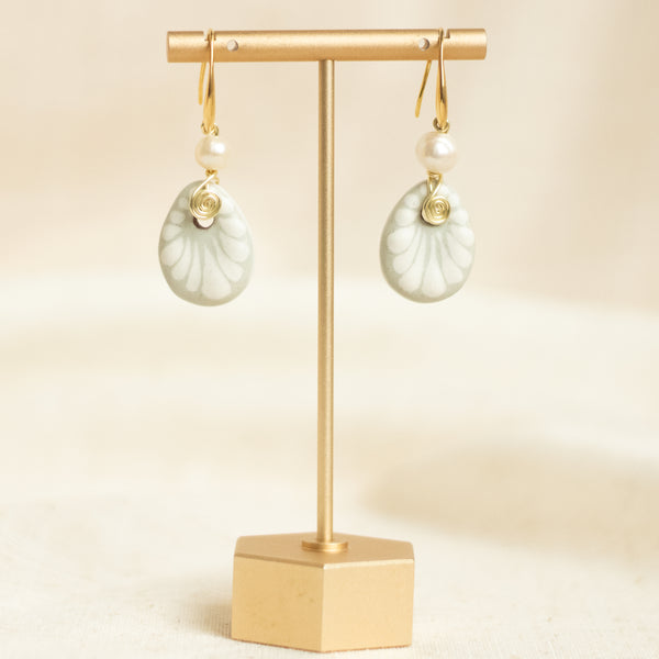 Catalina Earrings - 14K Gold Plated Grey Talavera