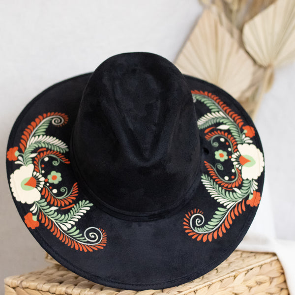 Aurora Vegan Suede Hat - Hand Painted in Mexico