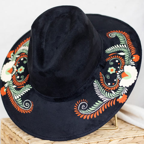 Aurora Vegan Suede Hat - Hand Painted in Mexico