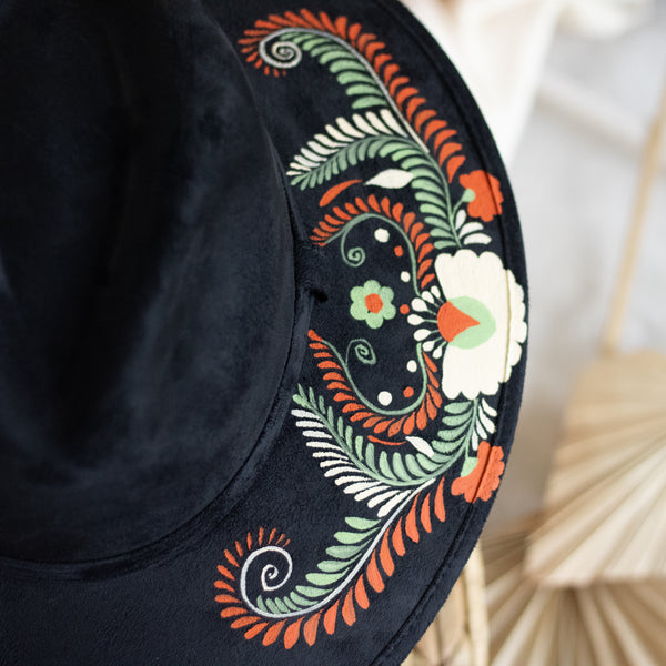 Aurora Vegan Suede Hat - Hand Painted in Mexico