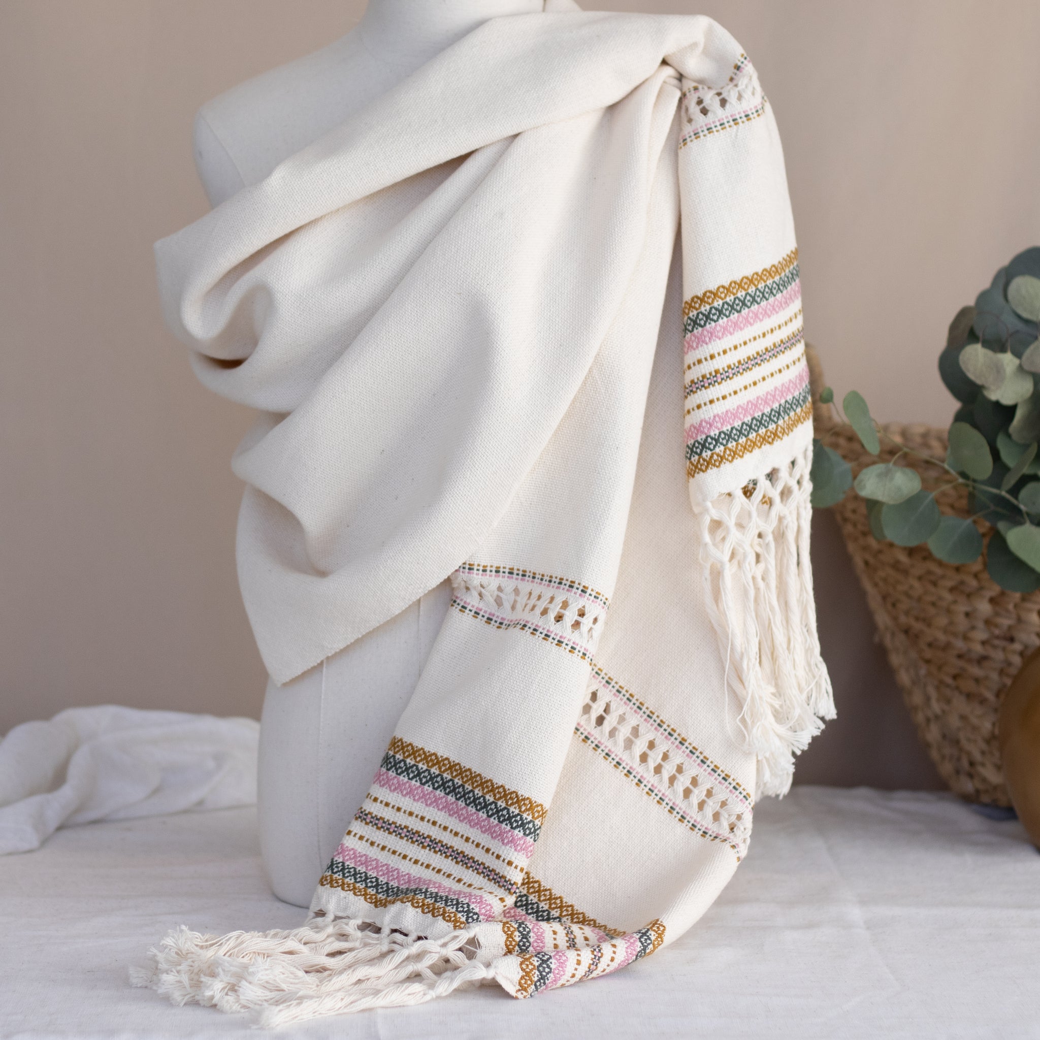 Handwoven Mexican Rebozo in Desert - Organic Cotton Shawl