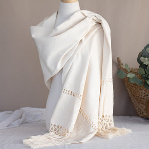 Handwoven Mexican Rebozo in Natural Cotton – Organic Cotton Shawl