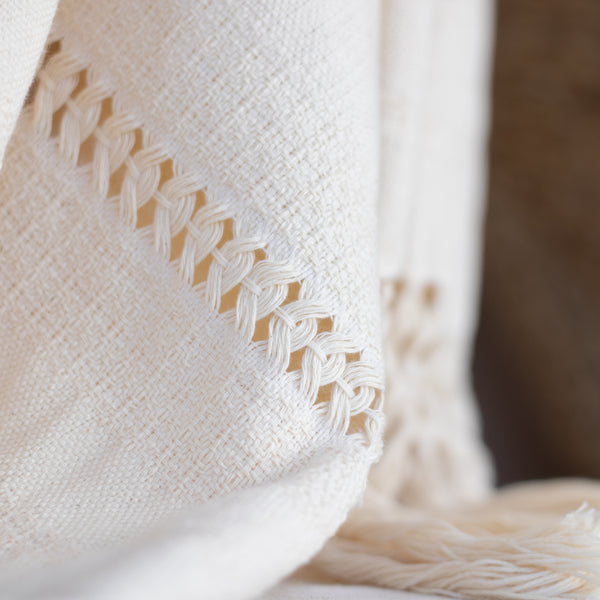 Handwoven Mexican Rebozo in Natural Cotton – Organic Cotton Shawl