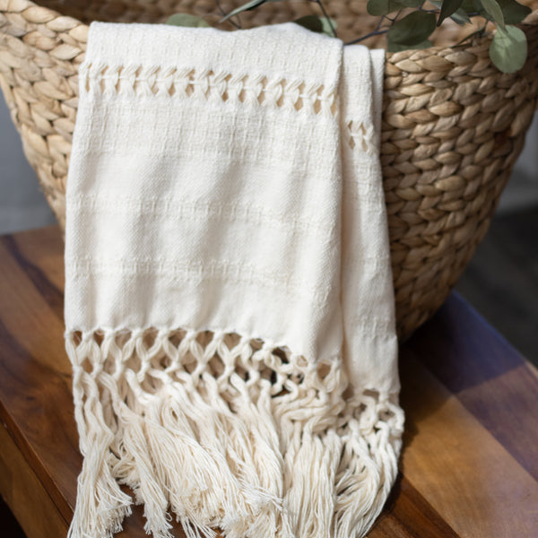 Handwoven Mexican Rebozo in Natural Cotton – Organic Cotton Shawl