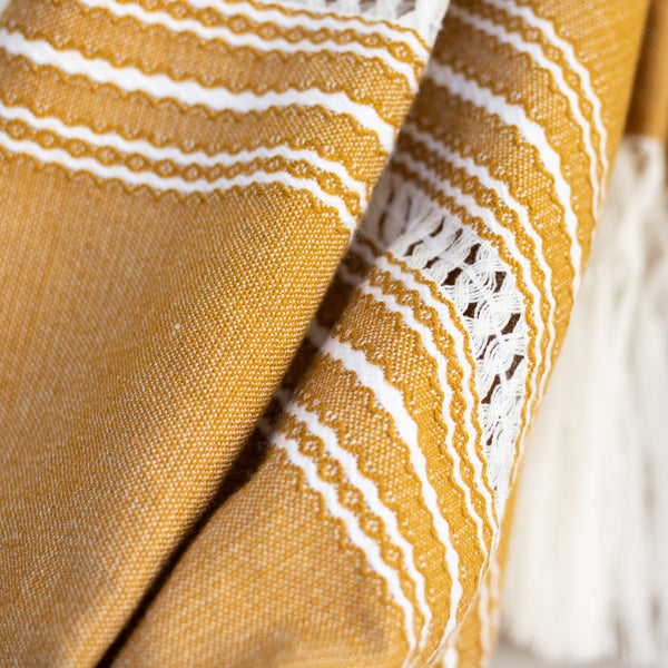 Handwoven Mexican Rebozo in Mustard – Organic Cotton Shawl