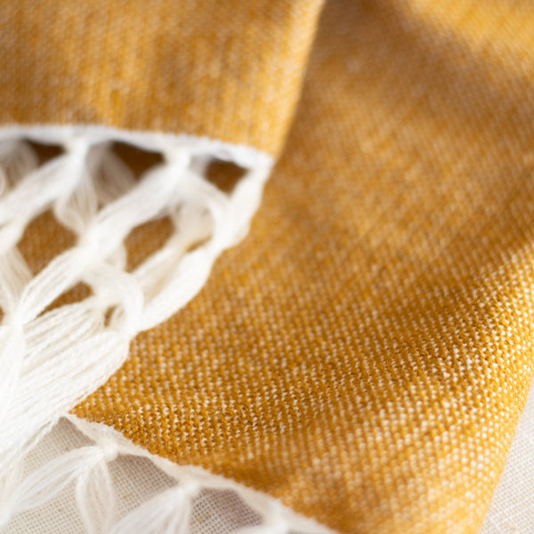 Handwoven Mexican Rebozo in Mustard – Organic Cotton Shawl