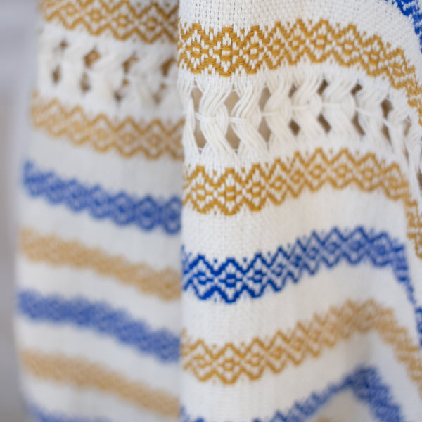 Handwoven Mexican Rebozo in Navy and Yellow –  Organic Cotton Shawl