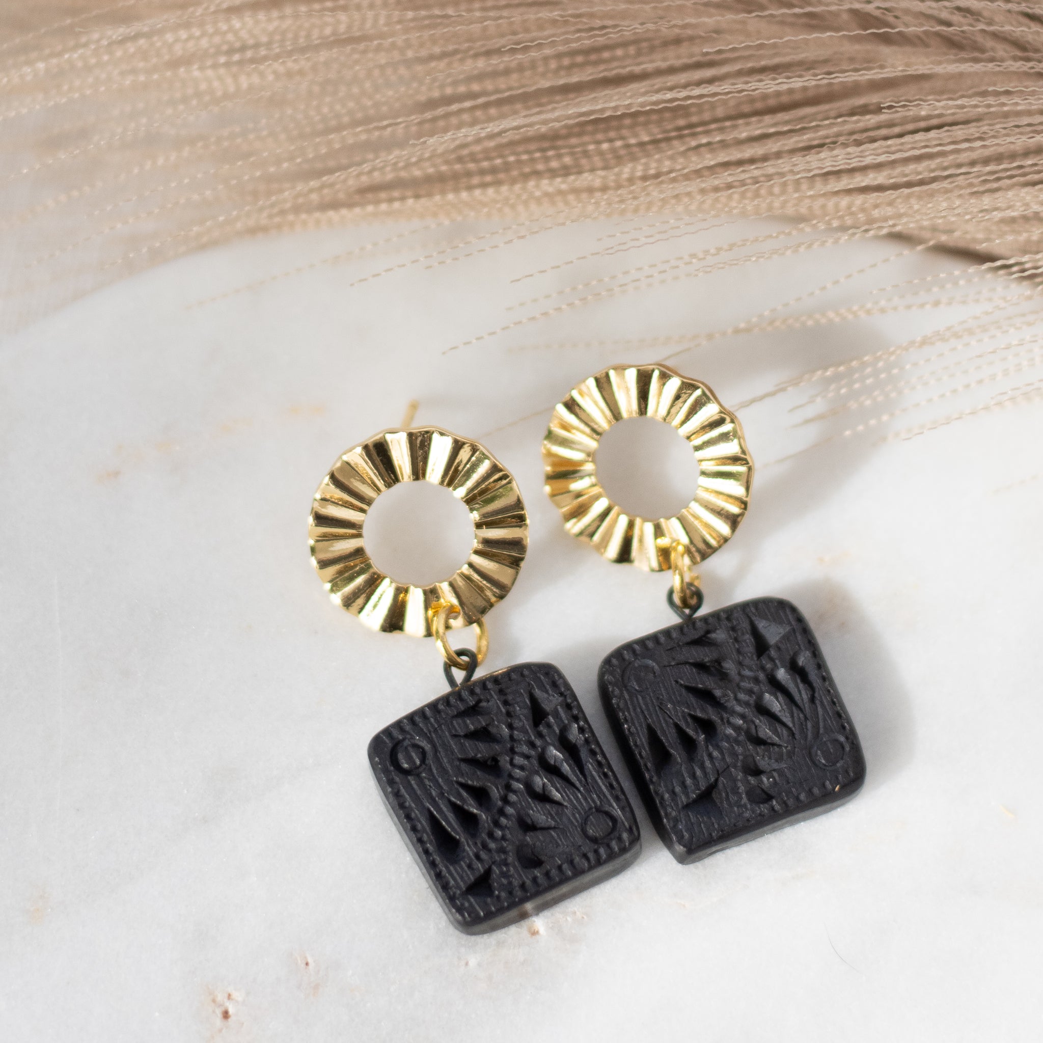 Regina 18K Gold Plated Barro Negro Earrings