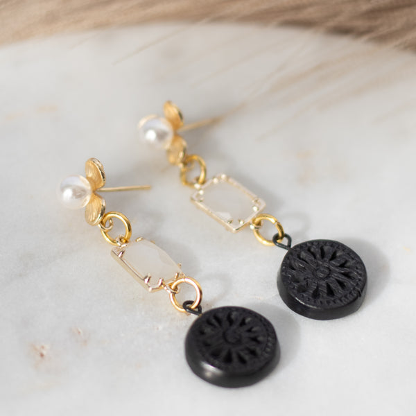 Mia 18K Gold Plated Barro Negro Earrings