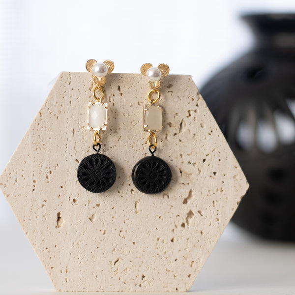 Mia 18K Gold Plated Barro Negro Earrings