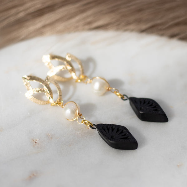 Ana 18K Gold Plated Barro Negro Earrings