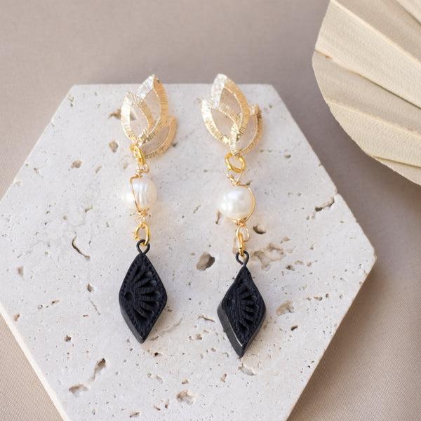 Ana 18K Gold Plated Barro Negro Earrings