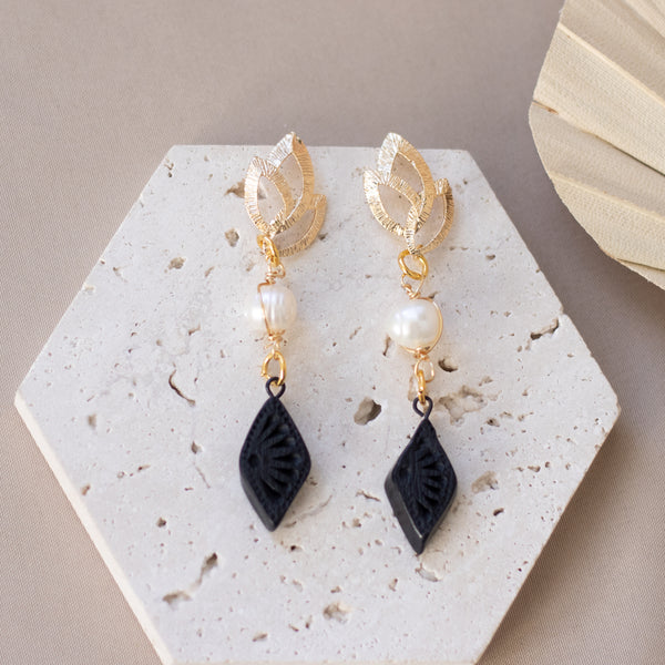 Ana 18K Gold Plated Barro Negro Earrings