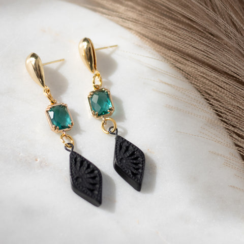 Elena 8K Gold Plated Barro Negro Earrings