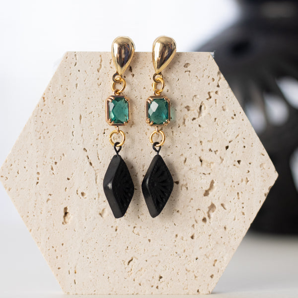 Elena 8K Gold Plated Barro Negro Earrings