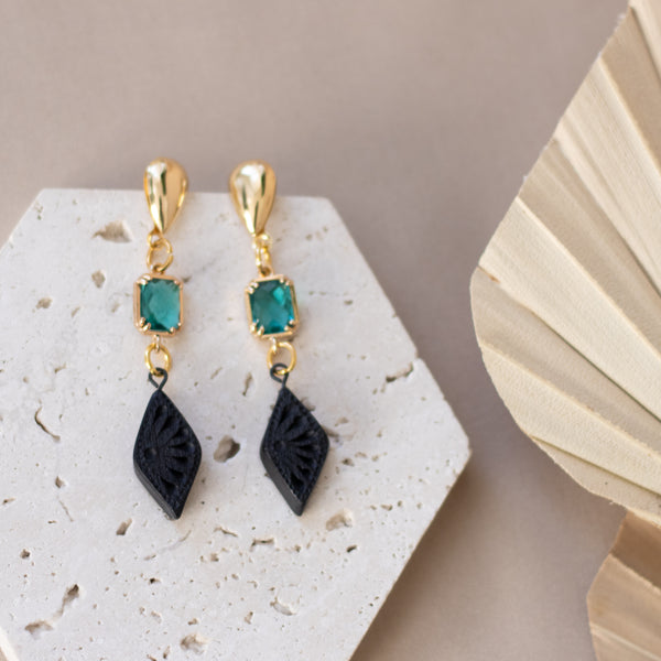 Elena 8K Gold Plated Barro Negro Earrings