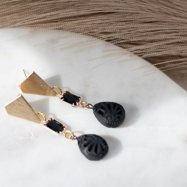 Isa 18K Gold Plated Barro Negro Earrings