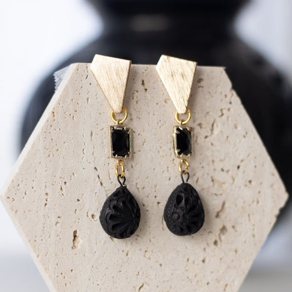 Isa 18K Gold Plated Barro Negro Earrings