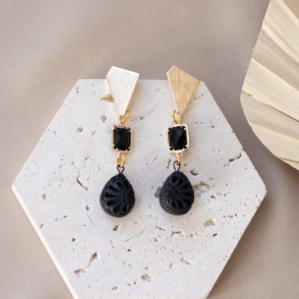 Isa 18K Gold Plated Barro Negro Earrings