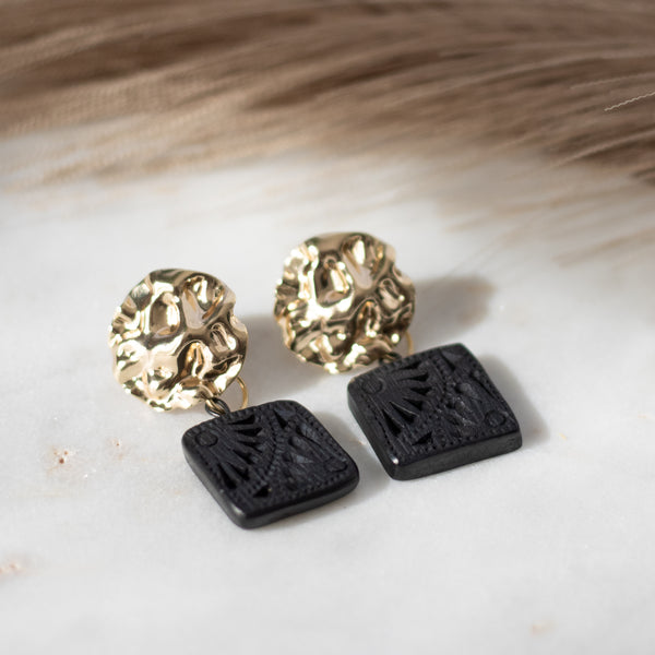 Ada 18K Gold Plated Barro Negro Earrings