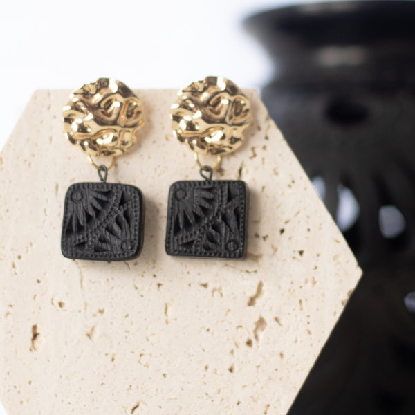 Ada 18K Gold Plated Barro Negro Earrings