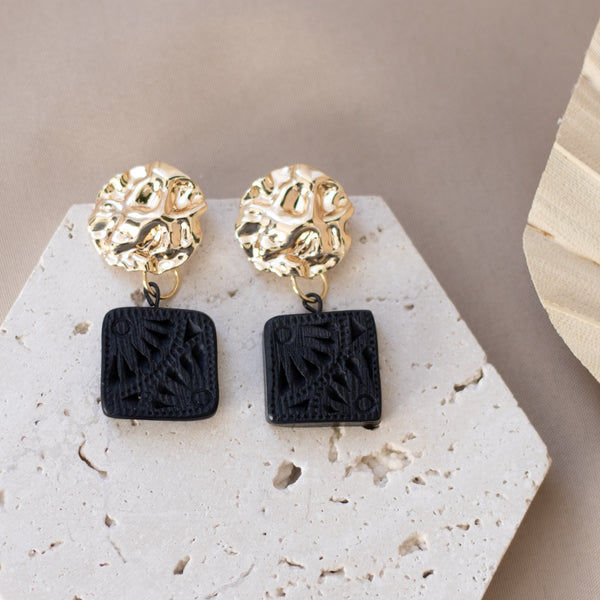 Ada 18K Gold Plated Barro Negro Earrings