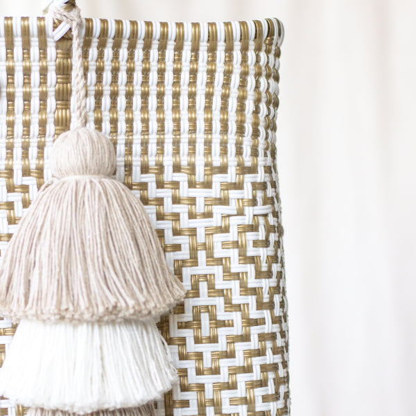 Handwoven Oaxaca Tote Bag - Gold & White