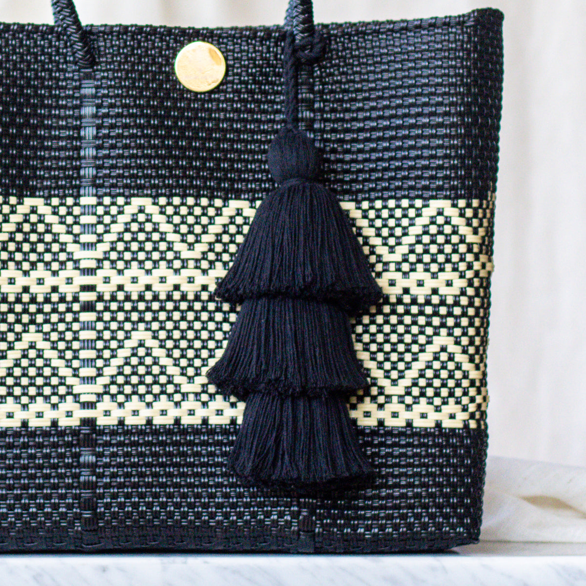 Artsy Cream Black Oaxacan Backpack Woven Canvas OS EUC Unbranded Handmade Mexico Back by demand.⁣⁣ ⁣⁣ The bags so many of you asked us to  main image 2