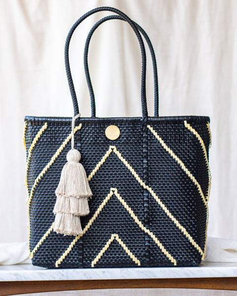 Handwoven Oaxaca Tote Bag - Black and Tan