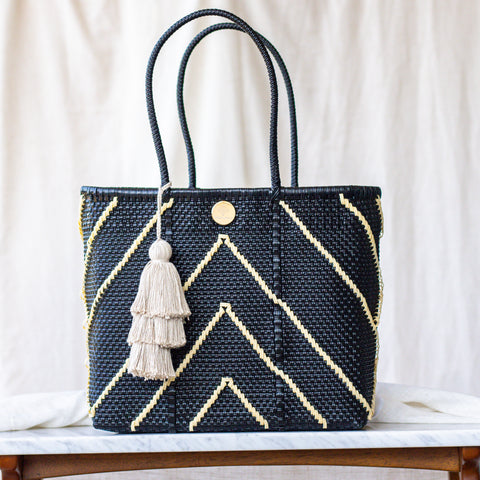 Handwoven Oaxaca Tote Bag - Black and Tan