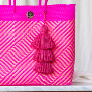 Handwoven Oaxaca Tote Bag - Peach and Pink