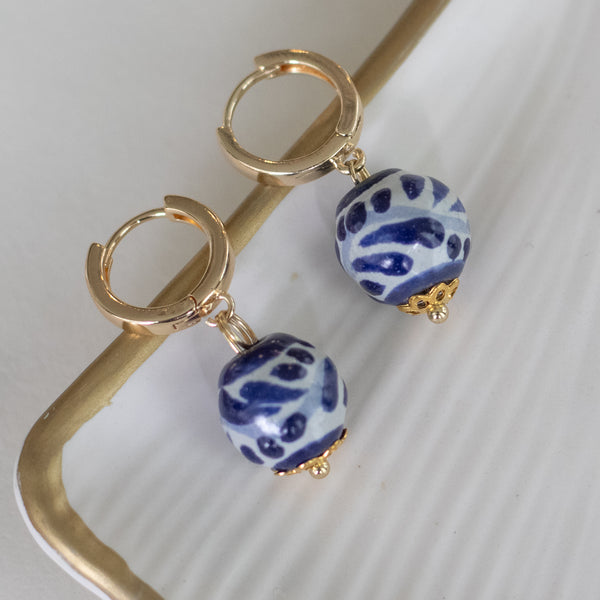 Alicia Blue Earrings - 18K Gold Plated Talavera