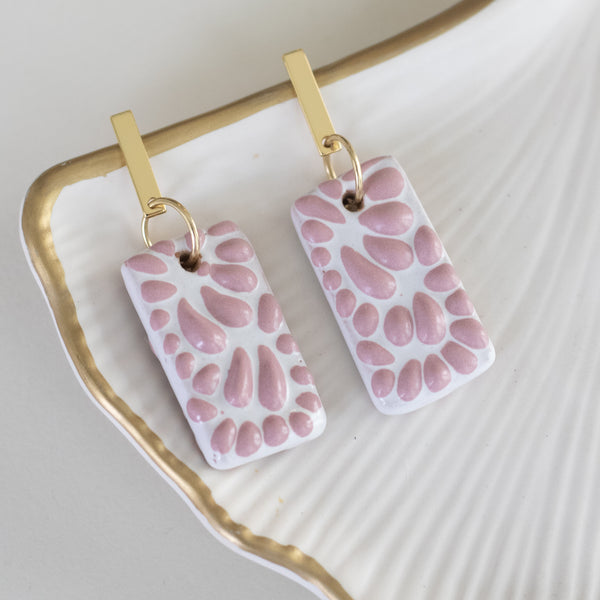 Beatriz Pink Talavera Earrings - 18K Gold Plated
